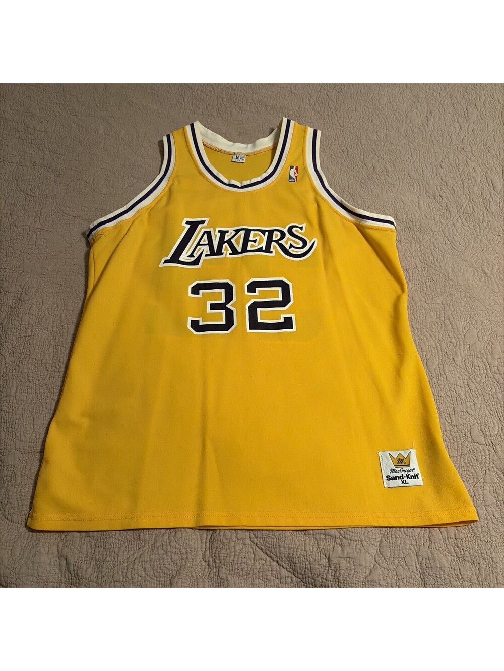 Vintage Magic Johnson Jersey Mens Extra Large MacGregor Sand Knit NBA Lakers